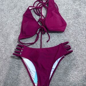Chic Pink Strappy Bikini Set